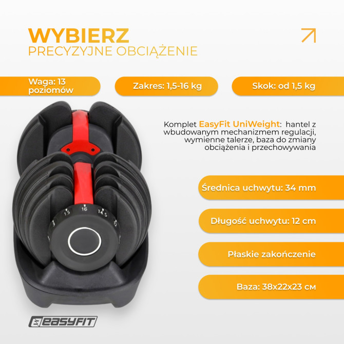 Hantla regulowana EasyFit 1,5-16 kg