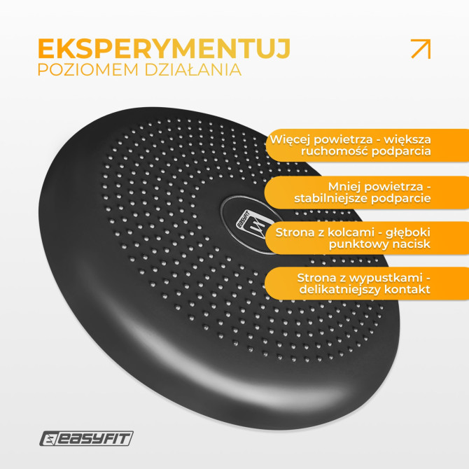 Poduszka sensomotoryczna z wypustkami EasyFit Balance Cushion-A czarna