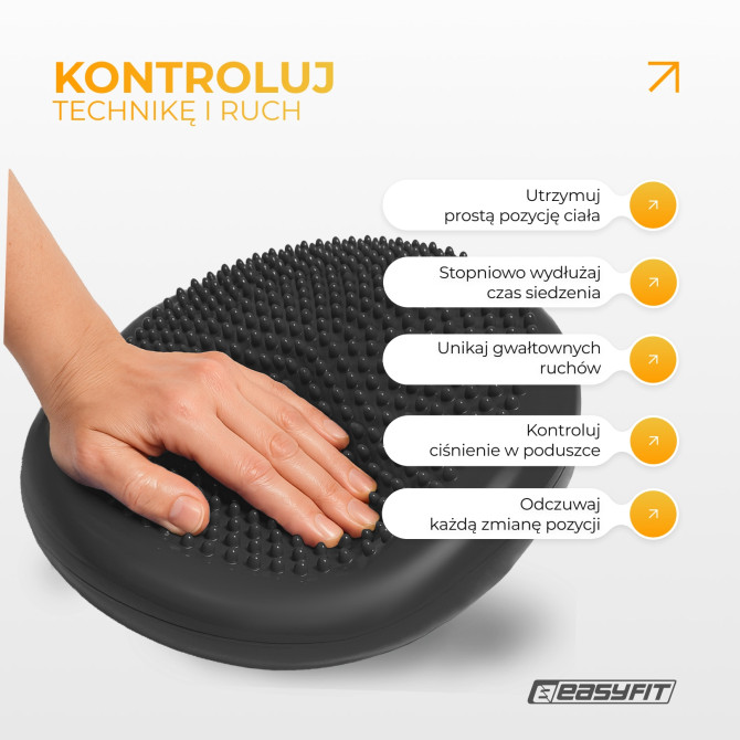 Poduszka sensomotoryczna z wypustkami EasyFit Balance Cushion-A czarna
