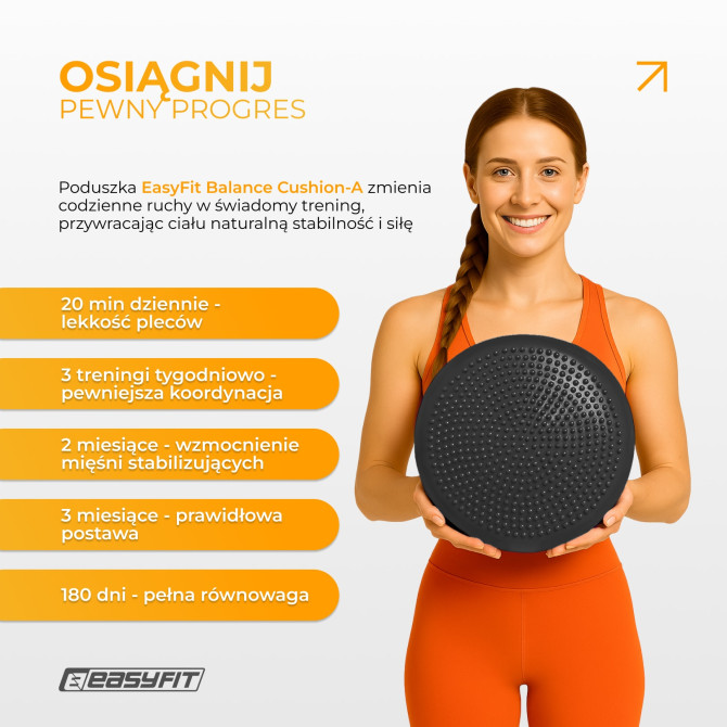 Poduszka sensomotoryczna z wypustkami EasyFit Balance Cushion-A czarna