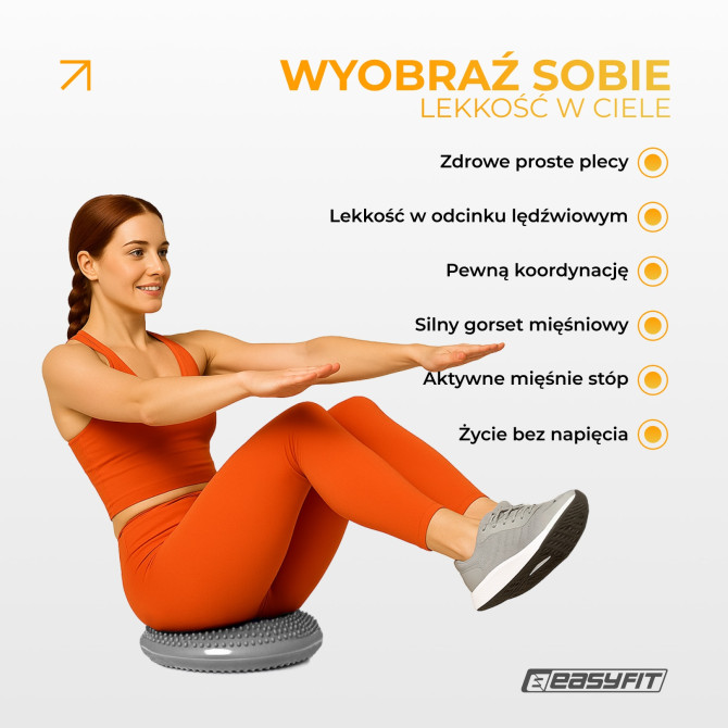 Poduszka sensomotoryczna z wypustkami EasyFit Balance Cushion-A szara