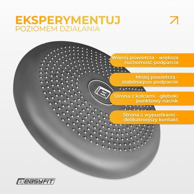 Poduszka sensomotoryczna z wypustkami EasyFit Balance Cushion-A szara