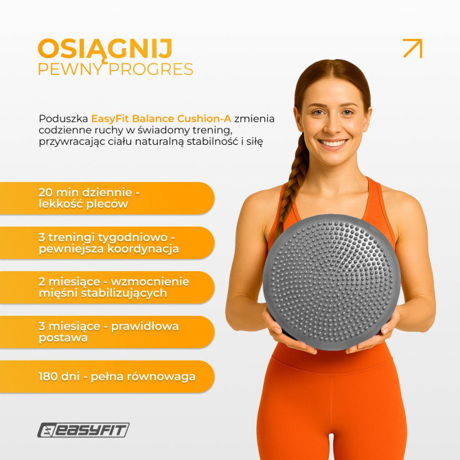Poduszka sensomotoryczna z wypustkami EasyFit Balance Cushion-A szara