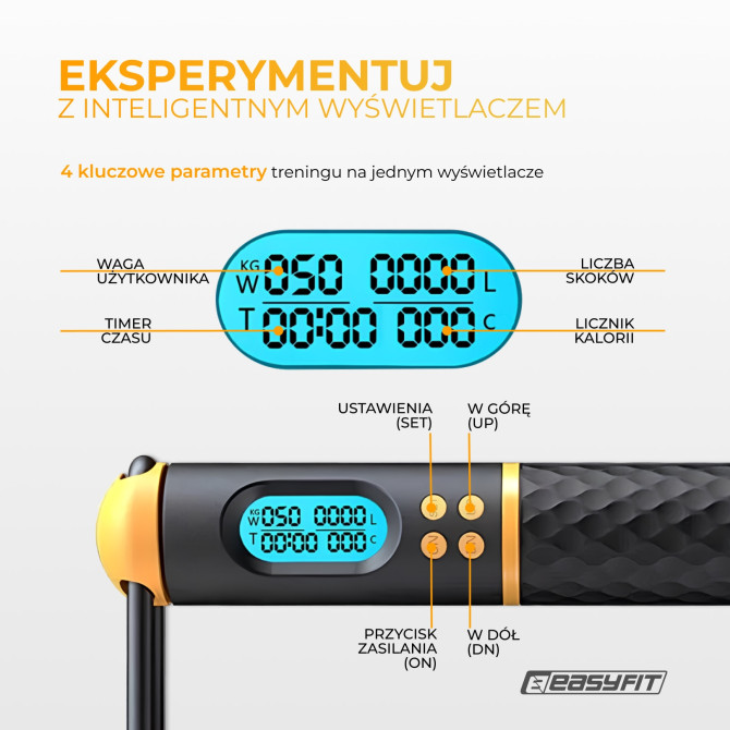 Inteligentna skakanka EasyFit SmartRope 3 m z obciążnikami (bezprzewodowa)