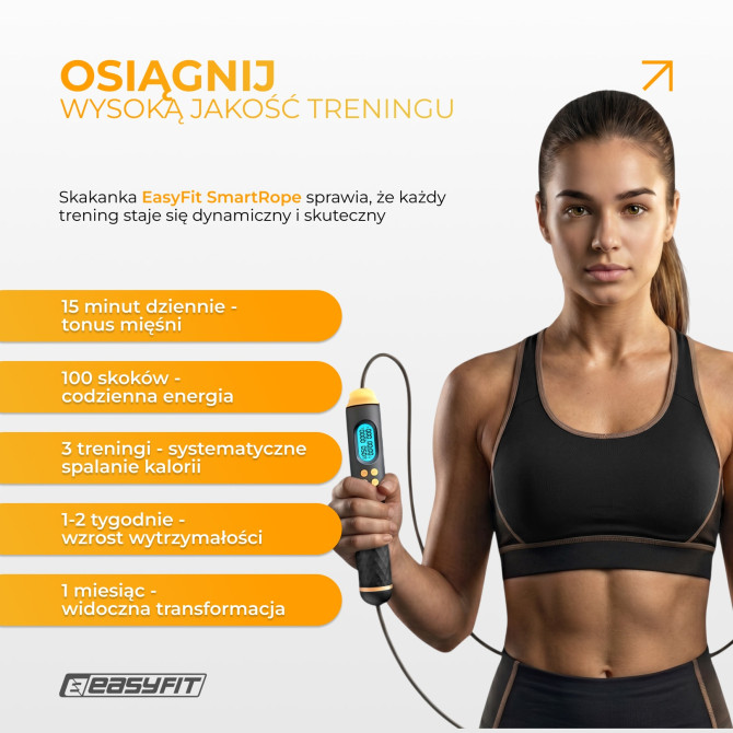 Inteligentna skakanka EasyFit SmartRope 3 m z obciążnikami (bezprzewodowa)