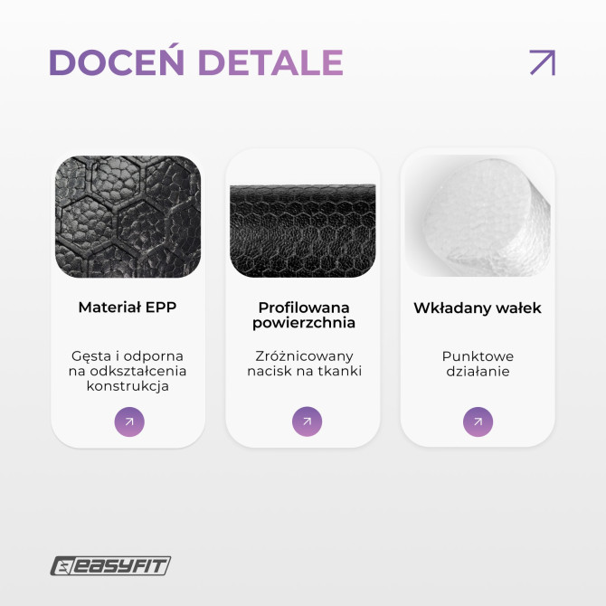 Roller do masażu EasyFit LightWeight 33x14 cm z wałkiem do masażu stóp 33x6 cm