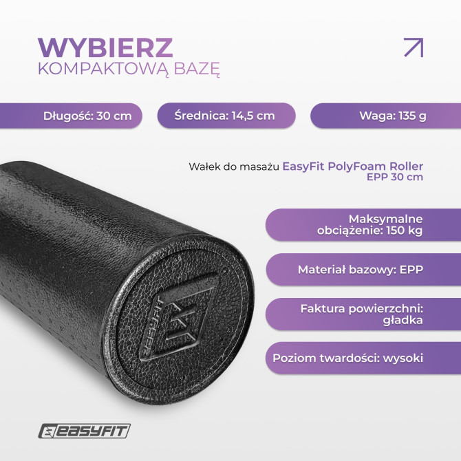 Roller do masażu EasyFit PolyFoam Roller EPP 30 cm