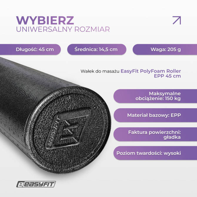 Roller do masażu EasyFit PolyFoam Roller EPP 45 cm