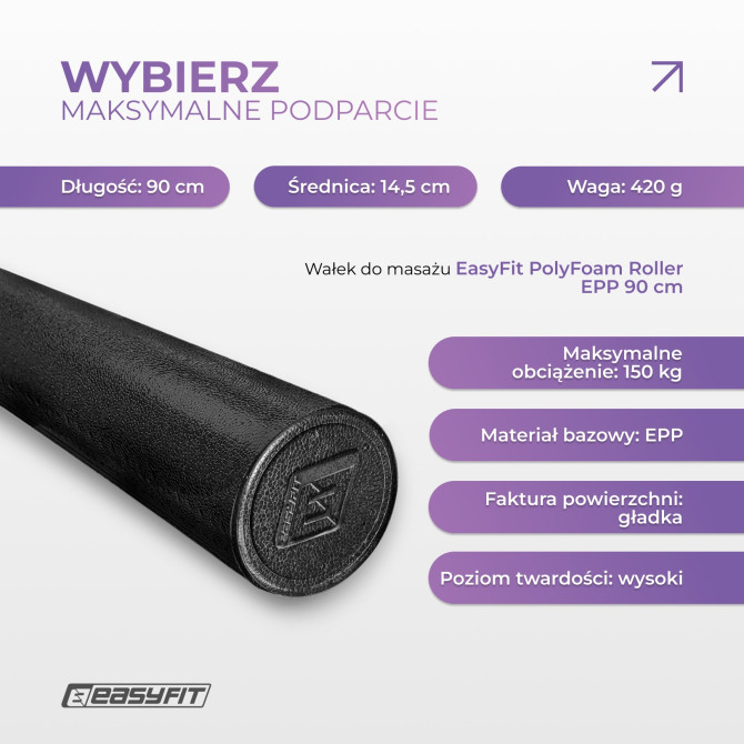Roller do masażu EasyFit PolyFoam Roller EPP 90 cm