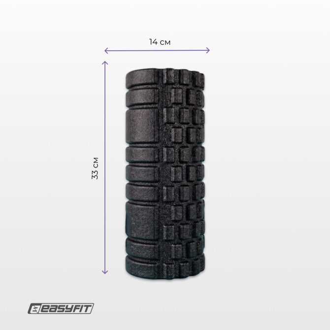 Roller do masażu z wypustkami EasyFit Grid Roller EPP 33x14 cm czarny