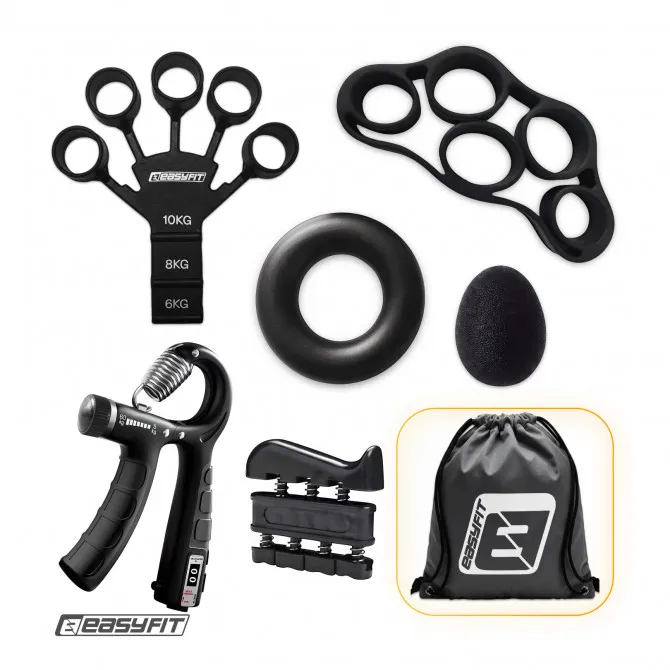 Zestaw ściskaczy do rąk EasyFit GripKit 6 w 1 czarny